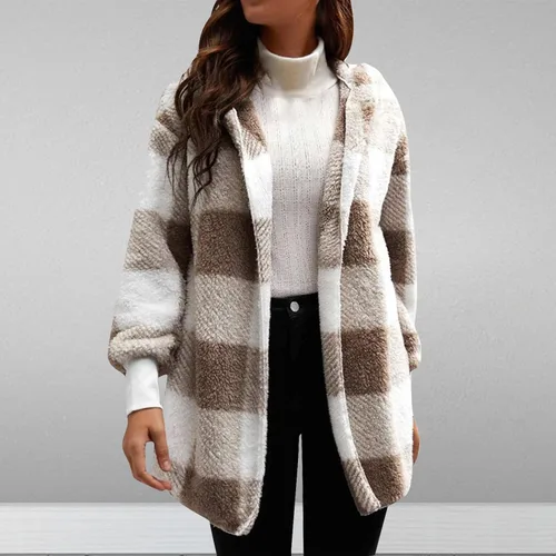 Vista 2 de oelaio Women Long Sleeve Button Down Jackets Plaid Flannel Shirts Tops Casual Lapel V Neck Oversized Shackets Blouses Top
