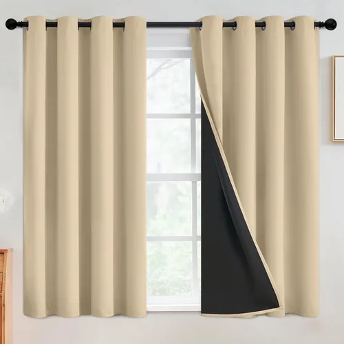 Vista 42 de SimpleHome - Cortinas opacas 100% para recámara, cortinas de ventana con ojales beige, con aislamiento térmico, cortinas de oscurecimiento