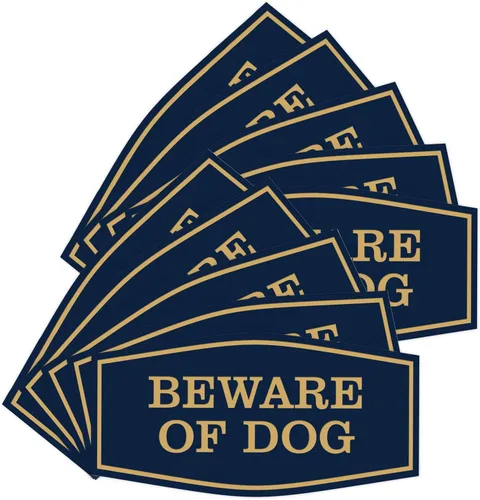 Vista 55 de All Quality Fancy Beware of Dog Letrero Material duradero Señales de seguridad para el hogar Fácil de instalar (negro/oro), mediano, 1 paquete
