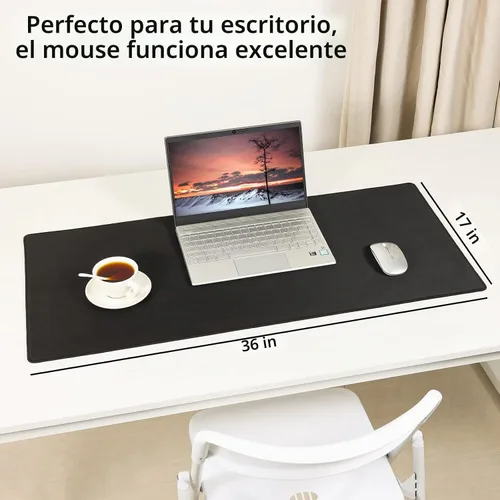 Vista 2 de Wolaile Alfombrilla de mouse grande de 36 x 17 pulgadas, impermeable y antideslizante para teclado de computadora, negro, XL