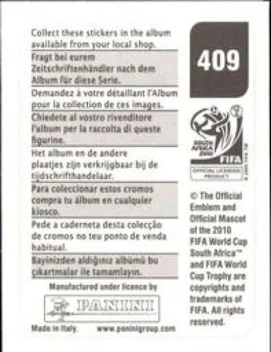 Vista 2 de 2010 Panini FIFA World Cup Stickers #409 Achille Webo Cameroon Official Soccer Album Sticker (2 inch X 1.5 Inch) in Raw Condition (NM or Better)