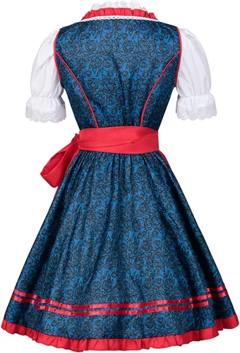 Vista 5 de QIGUANDZ Disfraz de Oktoberfest alemán para mujer, para adultos, Dirndl tradicional bávaro, cerveza, carnaval, Fraulein, cosplay, vestido