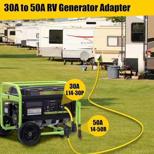 Vista 4 de Cable adaptador de generador RV de 4 clavijas y 30 amperios con mango de agarre, bloqueo giratorio L14-30P macho a hembra 14-50R, STW resistente 10
