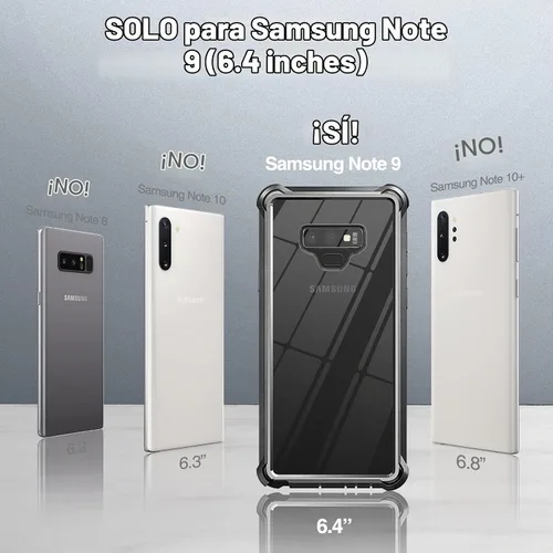 Vista 2 de Dexnor Funda para Galaxy Note 9 con protector de pantalla transparente de grado militar resistente 360 cuerpo completo protector a prueba de golpes