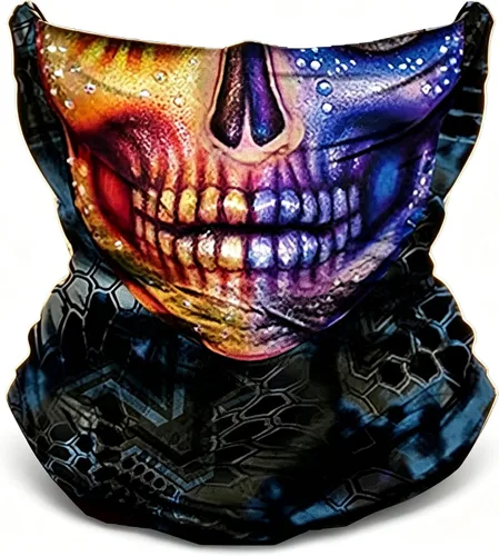Vista 16 de Máscara facial con polaina para el cuello, bufandas, bandanas Gris (Grey Skull)