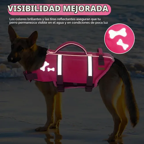 Vista 4 de EMUST Chalecos salvavidas para perros, chaleco flotante para canotaje con 2 Brillante rosa