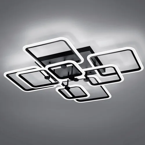 Vista 15 de Modernas luces LED de techo para dormitorio, 40.2 pulgadas, regulables, cuadradas, 6+1 anillos, luces de techo para sala de estar con control remoto
