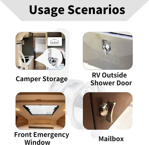 Vista 4 de ESUDNT Pestillo de compartimento para autocaravana, cerradura de leva compensada de 1 pulgada, cerradura de gabinete sin llave para cámper