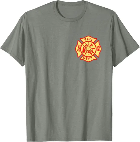 Vista 69 de Camiseta con logotipo de bomberos con símbolo de bombero, Negro
