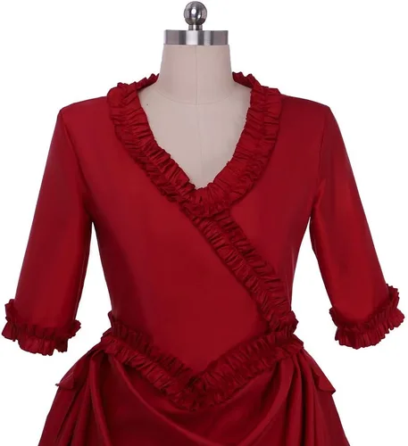 Vista 7 de Vestido victoriano gótico rojo para mujer, disfraz de vampiro Mina Harker