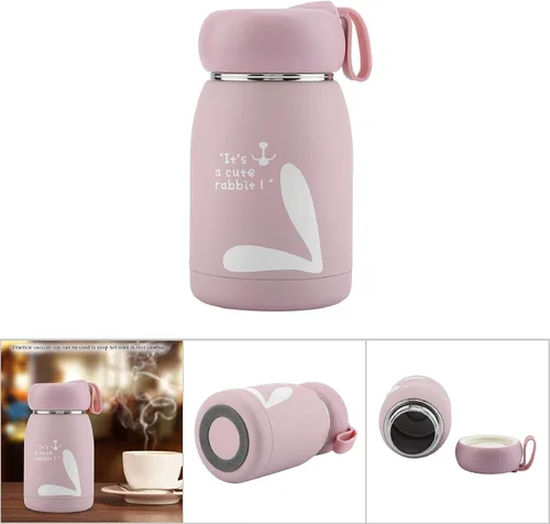 Vista 3 de Mini botella de agua, taza de acero inoxidable taza de vacío, para viajes para picnic (rosa)