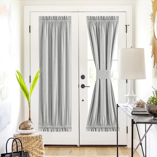 Vista 56 de NICETOWN Cortinas de Lino para Puerta Lateral - Cortinas Opacas con Aislamiento Térmico para Puerta Delantera Francesa para Sombra Pequeña