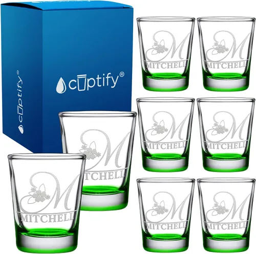 Vista 58 de Vaso de chupito personalizado con nombre de círculo elaborado de 2 onzas, parte inferior negra grabada con texto personalizado para regalos, bodas