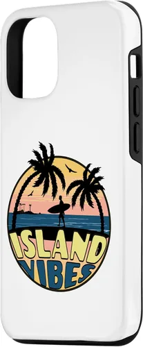 Vista 2 de iPhone 15 Island Vibes - Relaxed - Beach Scene - Surfer - Palm Trees Case