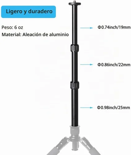 Vista 6 de Extensión de columna central de trípode, extensión de montaje de cámara, barra telescópica de 3 secciones para monopié DSLR Photo Studio al aire