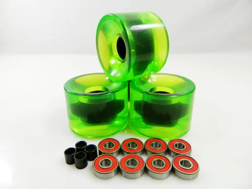 Vista 8 de Ruedas de monopatín de 70 mm y espaciadores de rodamiento ABEC 7 Gel Azul