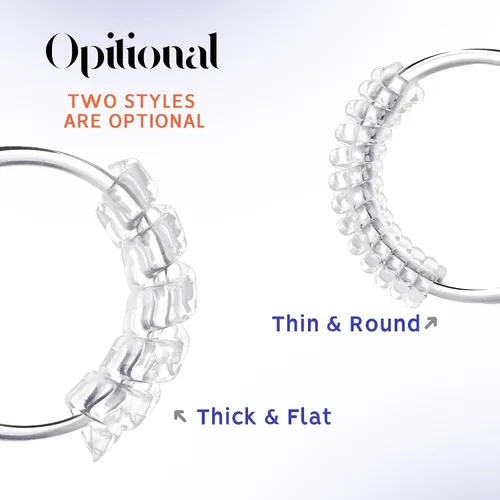 Vista 6 de Ajustador de Tamaño de Anillo para Anillos Sueltos, Paquete de 12-4 Tamaños, Protectores Invisibles Transparentes de Silicona, Clip Ajustador