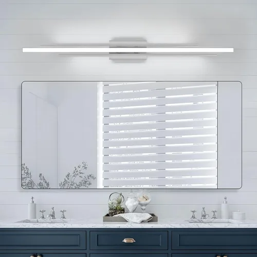 Vista 20 de VitaLink Lámpara de tocador dorada, 24 pulgadas, moderna lámpara de pared de baño sobre espejo de tocador, 2 luces cableadas de vidrio blanco