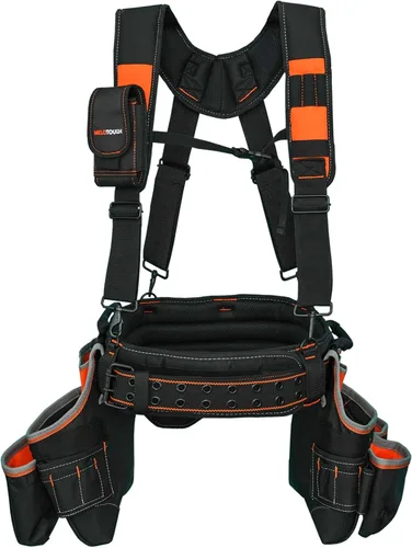 Vista 14 de MELOTOUGH Pro Framer's Sistema Combinado Delantal Bolsa de Herramientas Cinturón de Herramientas con Tirantes Constructor Resistente Carpintero