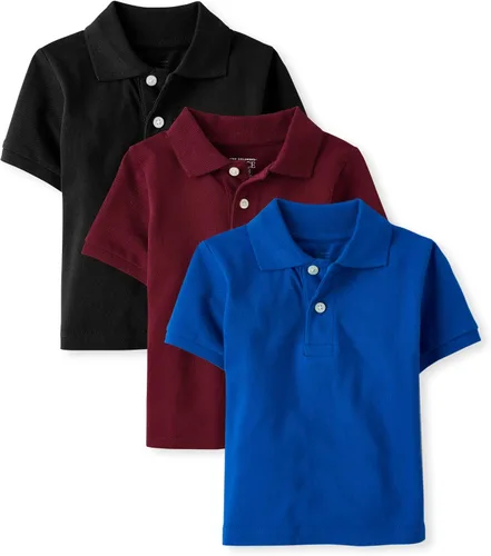 Vista 32 de The Children's Place - Camisa polo de manga corta para bebés y niños pequeños Negro/Blanco 2