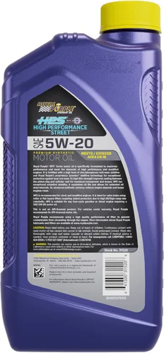 Vista 2 de RAceite de motor royal Purple HPS Alto Rendimiento Street sintético , 5W-20, 1 Cuarto de galón