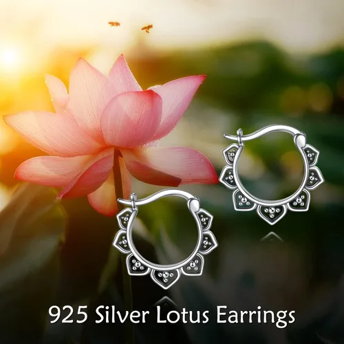 Vista 6 de Aretes de aro de plata de ley 925, estilo bohemio, joyería de regalo para mujeres y niñas