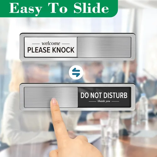Vista 5 de Letrero magnético para puerta con texto en inglés «Do Not Disturb», «Please Knock» para puertas, reunión en progreso, trabajo desde casa, en una