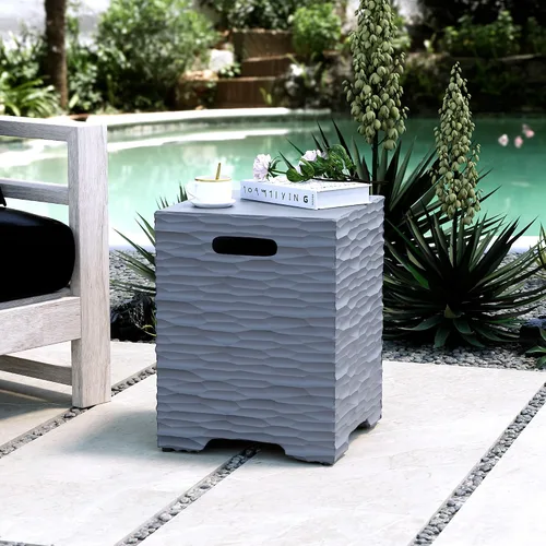 Vista 10 de COSIEST Mesa de tanque de propano para exteriores con diseño de grano de madera, mesa de tanque oculta exterior de 16 pulgadas, oculta el tanque