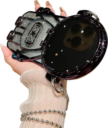 Vista 10 de Funda de teléfono con soporte oculto de astronauta para iPhone 11, bonito protector de cámara de lente de astronauta, soporte con purpurina