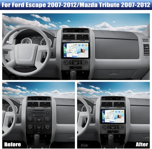 Vista 2 de [4G+128G] Radio de coche para Ford Escape 2007-2012/Mazda Tribute 2007-2012 con CarPlay Android Auto, pantalla táctil de 9 pulgadas, Android 15