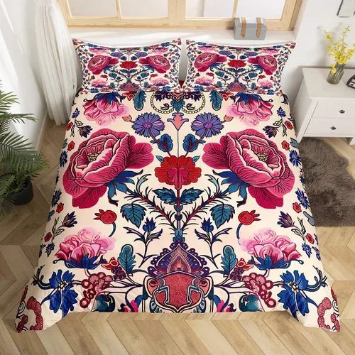 Vista 22 de Erosebridal Juego de ropa de cama gótica de damasco para adultos, funda de edredón victoriana antigua, tamaño individual, funda de edredón gótica