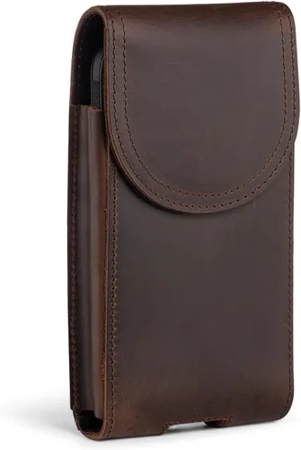 Vista 9 de Funda de cuero genuino para iPhone 17 Pro Max 16 Pro Max 15 Plus 14 Pro Max Samsung Galaxy Note 9 8 S24 Ultra S25 Edge Funda con clip para cinturón