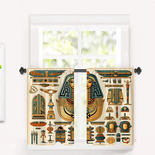Vista 26 de Cortinas de cocina de hojas de arce otoñales para ventanas, hojas verdes y rojas sobre cenefas opacas negras, tratamientos de ventana de poliéster