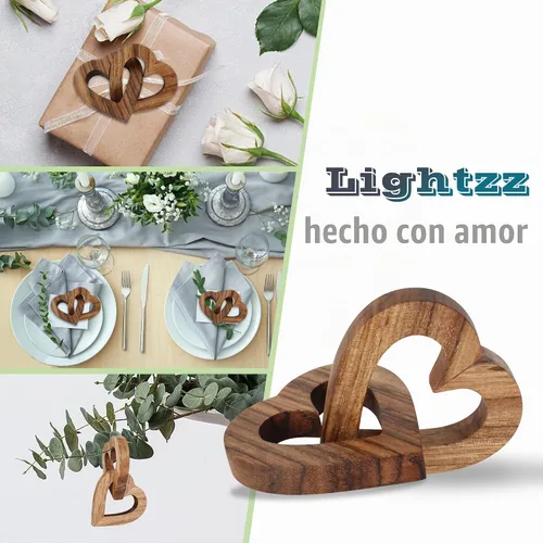 Vista 6 de Lightzz - Adorno de corazón de madera hecho a mano para compromiso, boda, aniversario, día de San Valentín, regalo de cumpleaños para ella, él