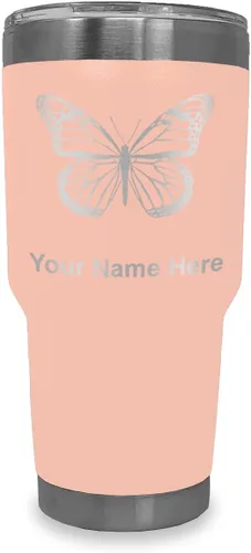Vista 19 de LaserGram Vaso aislado al vacío de 20 onzas, mariposa monarca, grabado personalizado incluido (negro)