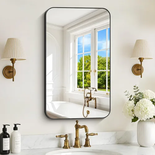 Vista 46 de DESBING 16"x20" Bathroom Mirror for Over Sink, Black Framed Wall Mirror Negro