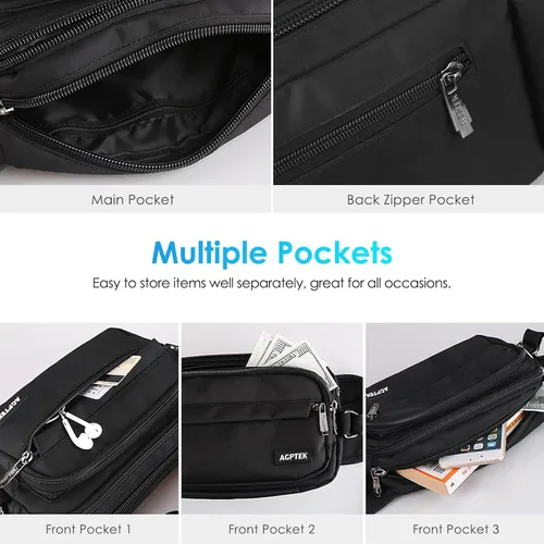 Vista 4 de AGPTEK Fanny Pack for Women Men, RFID Large Capacity Waist Wallet Bag, Adjustable & Waterproof Bum Belt Pouch for Travel, Running, Shopping, Hiking