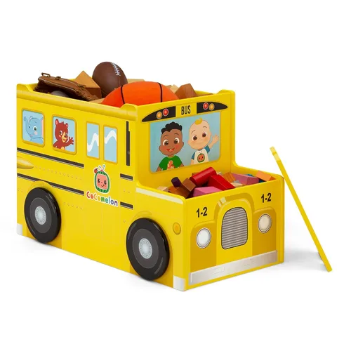Vista 4 de Delta Children CoComelon - Caja de juguetes para autobús escolar, certificado Greenguard Gold