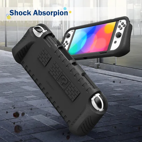 Vista 5 de Fintie Kids Case for Nintendo Switch OLED Model 2021 with Game Card Slots - [Kids Friendly] Ultralight Shockproof Protective Cover, Ergonomic Grip