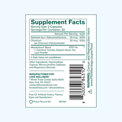 Vista 6 de Love Wellness Metabolove Suplemento potenciador del metabolismo para mujeres Combate los antojos y aumenta el suplemento energético Cortisol
