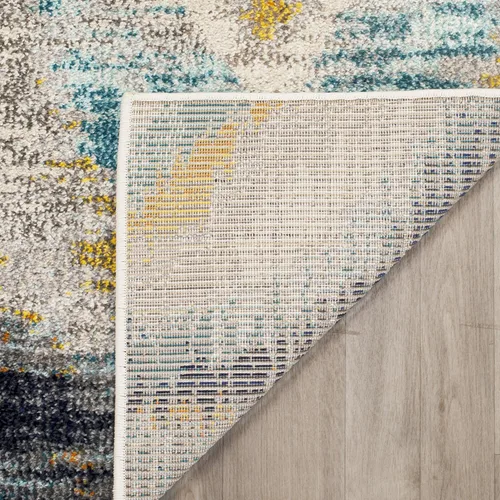 Vista 4 de SAFAVIEH Monaco Collection Accent Rug - 4' Round, Blue & Multi, Ogee Trellis Watercolor Distressed Design, Non-Shedding & Easy Care, Ideal for High