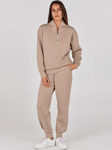 Vista 2 de ANRABESS Womens 2 Piece Outfits Sweatsuit Half Zip Long Sleeve Cropped Sweatshirt Jogger Sweatpants Travel Tracksuit Set