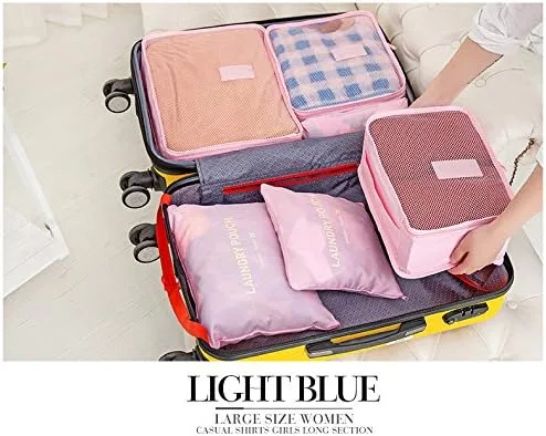 Vista 2 de 6 bolsas de almacenamiento de viaje para ropa cajas de embalaje bolsa organizadora de equipaje 6Pink