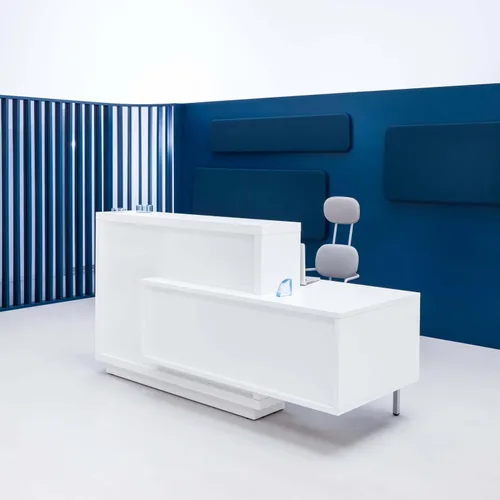 Vista 2 de FORO - Escritorio de recepción, mostrador zurdo, Compilancia ADA, blanco brillante + blanco