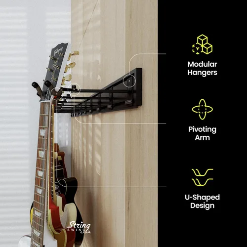 Vista 3 de String Swing Soporte de Pared para Guitarra, Soporte para Guitarra de Múltiples Guitarras, Soporte de Guitarra Colgante para Guitarras Acústicas