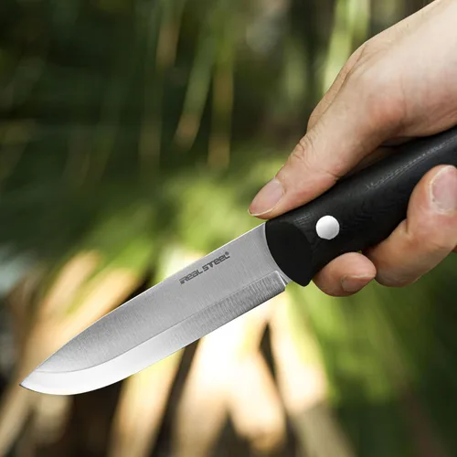 Vista 5 de REALSTEEL Bushcraft III Cuchillo de caza, hoja D2 y mango G10, perfecto para caza, senderismo y tareas de corte diario, cuchillo EDC para hombres
