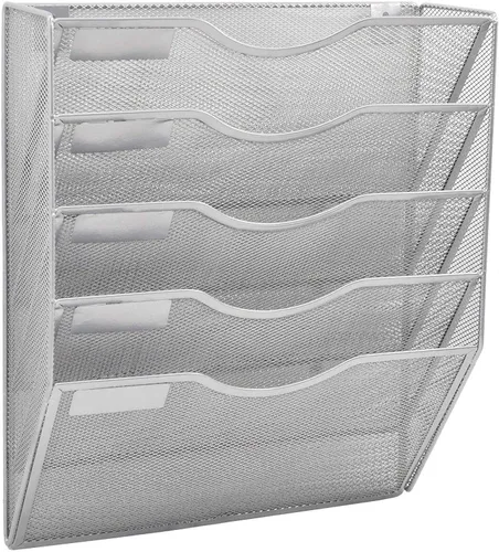Vista 22 de EASEPRES Organizador de archivos de malla de 3 bolsillos para colgar en la pared, carpeta de papel para correo montada en la pared, organizador