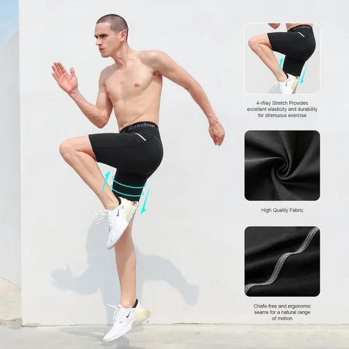 Vista 6 de Roxdme 5 or 1 Pack Compression Shorts Men Spandex Sport Shorts Athletic Workout Running Tights Performance Underwear