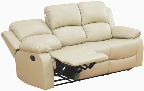 Vista 3 de Sofá reclinable manual de cuero para muebles de sala de estar, sofá reclinable de 78 pulgadas con mesa abatible, portavasos y sofá de cuero