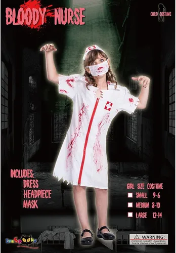 Vista 2 de EraSpooky Disfraz de enfermera zombie de Halloween para niñas